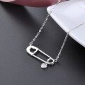 wholesale Pure Silver Women's Paperclip Necklace Minimalist Small Heart Pendant Collarbone Chain Luxury Small Design Accessory-0-5