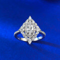 wholesale S925 Silver New Marquees Full Diamond Ring, Light Luxury Personalized Vintage Fashion Commuter Style-0-2