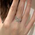 wholesale S925 Silver New Plant-inspired Mid-century Textured Dreamy Butterfly Ring, Fashionable and Versatile-0-3