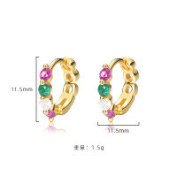 wholesale 925 Sterling Silver With Colored Zirconia, Women's Unique Design Necklace And Earrings Set, In Stock-E2513-Gold 925 Silver