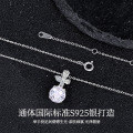 Sterling Silver Butterfly Firework Cut Zircon Necklace, Minimalist Luxury Collarbone Chain-0-0