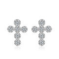 wholesale S925 Sterling Silver Fashion Zircon Cross Stud Earrings for Women, Minimalist and Unique-0-4