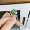 wholesale S925 Sterling Silver Live Stream Source Green Radiant Cut Ultra Sparkly 8A Ice Zircon Business Banquet High Carbon Diamond Ring for Women-0-1