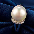wholesale S925 Silver Freshwater Pearl Fringe Adjustable Ring, Korean and Japanese Style-0-3