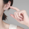 S925 Silver Geometric Square Cubic Zirconia Earrings for Women-0-2