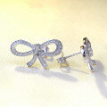 wholesale S925 Silver Bow Earrings New, Simple and Small French Minimalist Design, Niche Style Elegant Women's-0-1