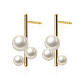 wholesale S925 Sterling Silver Small Fresh Sweet Shell Pearl Synthetic Pearl Earrings Forest Style Minimalist Bar Ear Accessories G2826-0-4