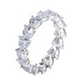 wholesale S925 Silver Sweetheart Shared Prong Ring with High-Carbon Diamonds, Stackable Ins-Style Ring for Women-0-4