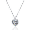 wholesale S925 Sterling Silver Women's Simple Heart-shaped Moissanite Necklace Sweetheart Pendant Collarbone Chain-0-4