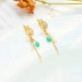 wholesale S925 Sterling Silver Ancient Coin Retro Earrings with Amethyst, Pearl, and Green Chalcedony Wholesale-0-0