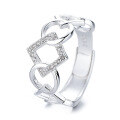 wholesale S925 Sterling Silver Cross-Border Minimalist Geometric Interlocking Loop Irregular Personality Open Ring-0-4