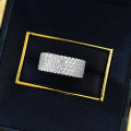 wholesale S925 Silver Jewelry, Full Diamond Pave Half Diamond Row Ring, European and American Style, Cross-Border Neutral Fashion, Ready for Sale on AliExpress-0-3