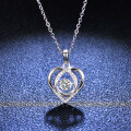 S925 Sterling Silver Moissanite Leaping Heart Pendant Necklace-0-2