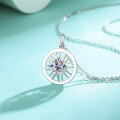 wholesale S925 Sterling Silver Cross-Border Moissanite Sun Necklace for Women, High-End Minimalist Small Circle Collarbone Chain Wholesale-0-2