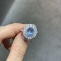 wholesale 925 silver TikTok live stream new egg-shaped 7*9mm lab-grown blue spinel ring for daily versatile wear-0-5