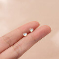 wholesale S925 Silver Nalan Stud Earrings for Women, Japanese and Korean Style Threaded Light Beads, Heart-shaped Synthetic Moonstone Sweet Ear Accessories G8430-0-1
