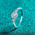 S925 Sterling Silver Moissanite Ring for Women, Square Geometric Design-0-0