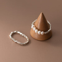 wholesale S925 Silver Korean Version Smooth Broken Silver Pearl Minimalist Ring Elegant and Personalized Jewelry for Women R00609-S925 silver ring all silver