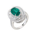 wholesale S925 Sterling Silver New Anzela Cultivated Emerald Ring Set for Women-0-4