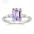 wholesale S925 Sterling Silver 3-Carat Square Emerald Cut Fashion Versatile Moissanite Ring Silver Jewelry-0-5