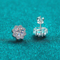 S925 Silver Moissanite Sunflower Earrings, Cute and Sweet Gift-0-1