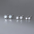 wholesale S925 Sterling Silver Fresh and Sweet Ins Style Niche Design Exquisite Single Diamond Six-Prong Stud Earrings M06542-0-0