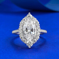 wholesale S925 Silver 8*10 Oval High Carbon Diamond Ring for Women,Ins,-R218 White Diamond No. 8