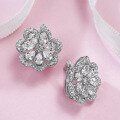 wholesale S925 Silver Simulated Diamond Earrings Lace Floral Stud Earrings Fashion Party Style Flower Small Blossom Ear Studs-0-2