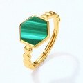 wholesale S925 Sterling Silver Vintage Japanese Korean Style Geometric Sixpence Malachite Ring Minimalist Versatile Women's Wholesale from Manufacturer-0-2