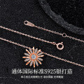 925 Sterling Silver Firework Lucky Sunflower Necklace-0-1