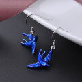 wholesale S925 Silver Korean Minimalist Style Drip Glaze Earrings, Elegant and Fresh Bird-Shaped Drop Earrings for Women-0-1