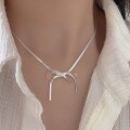 wholesale S925 Sterling Silver Blade Chain Bow Bracelet for Women, Small Niche Design, Korean Style High-End Minimalist Stud Earrings-0-4