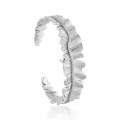 wholesale S925 Sterling Silver BG Pleated Skirt Edge Inlaid Diamond Bracelet for Women, Irregular Small and Unique Ins High-End Striped Bangle-0-4