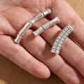 wholesale 999 Sterling Silver Bamboo Joint Curved Tube Accessories Large Hole Bracelet Pure Silver Coin Bracelet DIY Woven Bracelet Spacer Beads-0-2