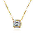 Metal Pendant Necklace with Square Moissanite in Minimalist Design-0-3