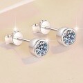 Sterling Silver Moissanite 1ct Stud Earrings, T-Style Bubble Earrings-0-0