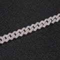 wholesale S925 silver plated zirconia 15mm thick Cuban chain unisex rhombus two-row diamond hip-hop bracelet-0-4