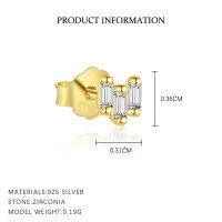 wholesale S925 Sterling Silver Geometric Square Luxury Sparkling Zircon Earrings For Women,。-E5182-Gold/Single 925 Silver