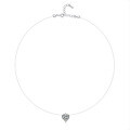 S925 Silver Invisible Fishline Pendant Necklace with Heart Moissanite-0-3