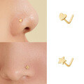wholesale 925 Sterling Silver L-shaped Heart & Star Nose Ring For Women-0-2