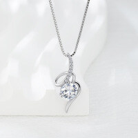 wholesale 925 Sterling Silver Heart Pendant Women's Korean Style Fashion Luxury Advanced Sense Inlaid Zircon Diamond Necklace Manufacturer Wholesale-Single Pendant - Without Chain 925 Silver