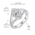 S925 Silver Ring with 5*10mm Oval Full Moissanite-0-4