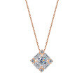 Sterling Silver Square Crystal Necklace with Diamond Accents-0-5