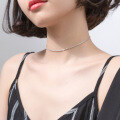 wholesale S925 Sterling Silver Full Sparkling Wave Choker Necklace, High-end Internet Famous Short Bare Chain Necklace D5448-0-0