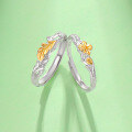 wholesale 925 Silver Clover Flower Couple Rings, Men and Women Matching Pair, Forest Style Minimalist and Elegant Matching Rings for 520 Valentine's Day Gift-0-6