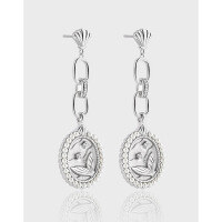 wholesale S925 metal original niche design French elegant high-end pearl and diamond fishtail earrings for women-White gold [with silicone earplugs] &gt; 925 silver