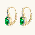 wholesale S925 Silver Vintage Palace Style Ear Clips with High-End Emerald Oval Micro-Setting Luxury Cross-Border Ear Jewelry-0-1