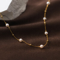 wholesale S925 sterling silver with gold-plated finish and Swarovski pearl luster necklace, luxurious style collarbone chain Y00453-S925 Silver Necklace 925 Silver
