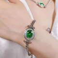 wholesale S925 Silver Zhuzhufan Jewelry New 10*12mm Paraiba Green Cuban Chain Bracelet for Women Fashion Wear-0-0