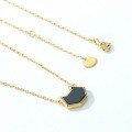 wholesale 925 Silver Plated with 10K Gold, Japanese Korean Cute Style Black Onyx Small Black Cat Geometric Cat Pendant Necklace for Women Wholesale-0-4